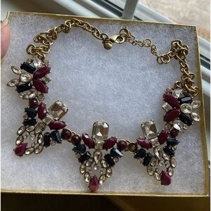 J. Crew Burgundy &‎ Black Statement Necklace